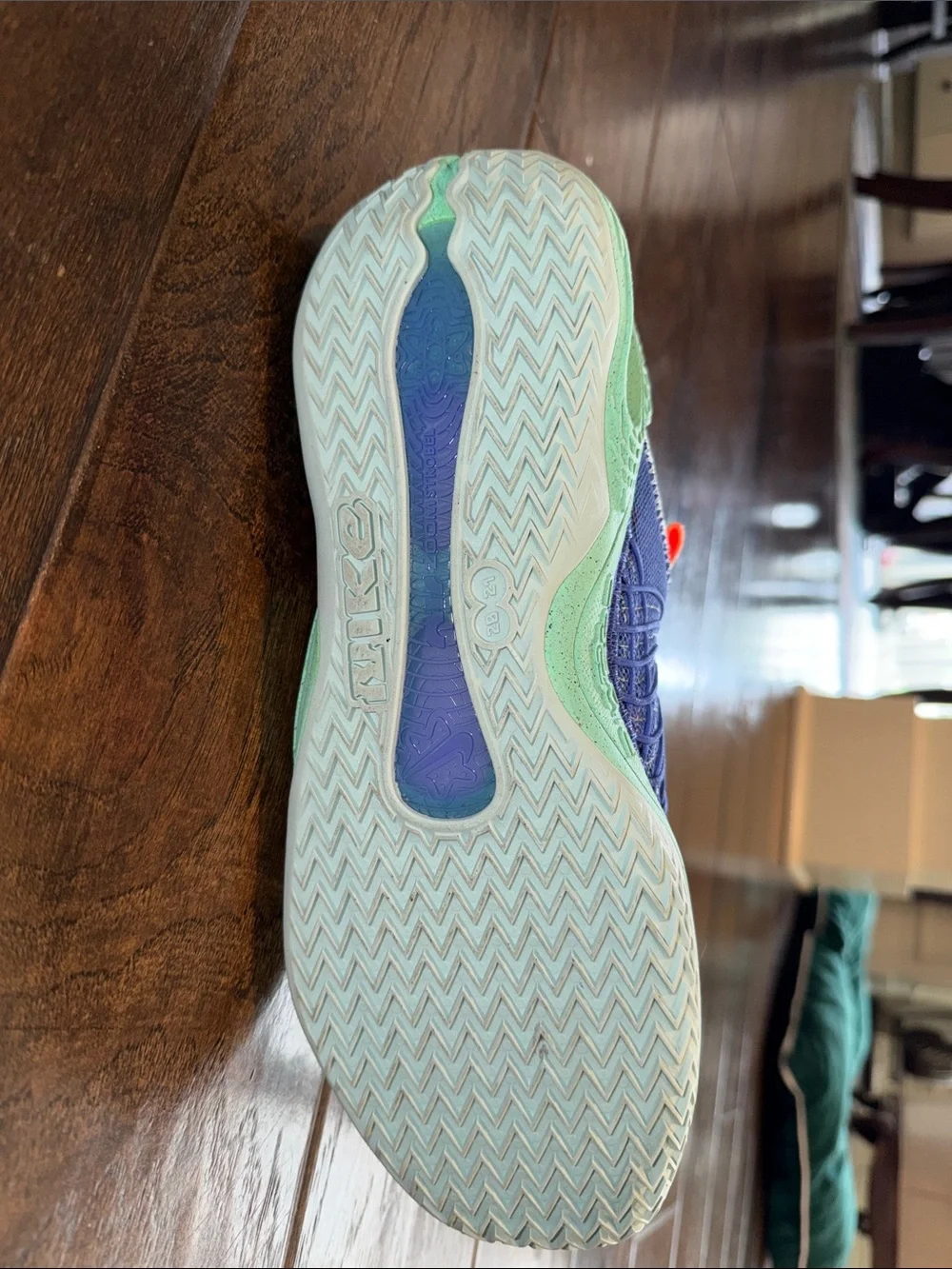 Nike Kids Blue Sneakers with Orange and Mint Accents